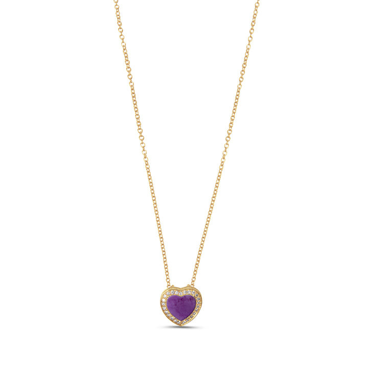 Amore Necklace Purple Agate Yellow Gold Small