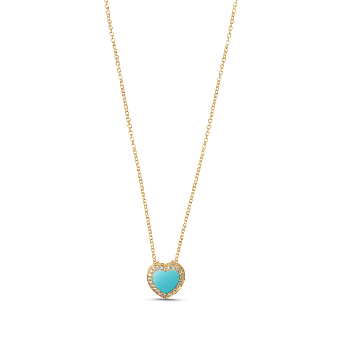 Amore Necklace Blue Agate Yellow Gold Small