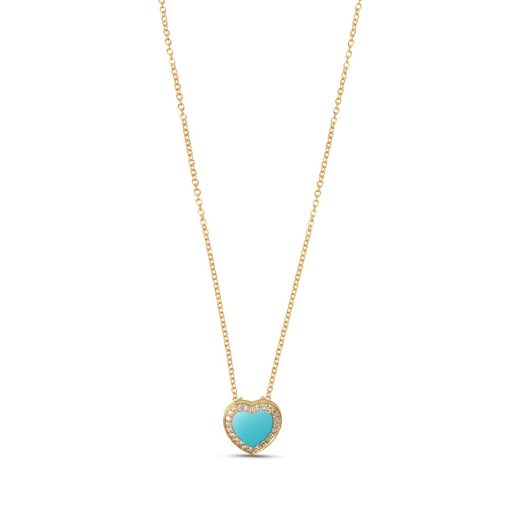 Amore Necklace Blue Agate Yellow Gold Small