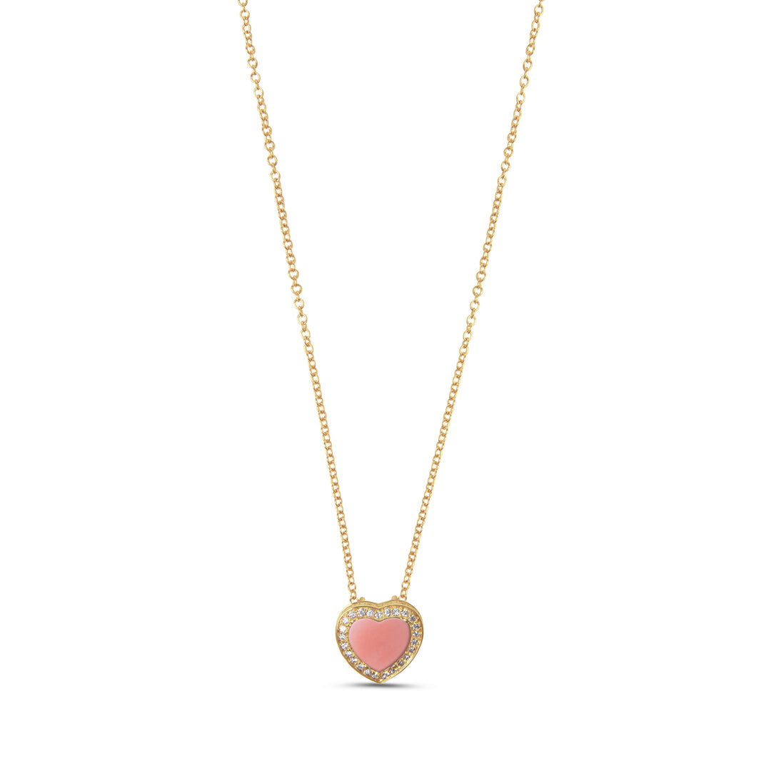 Amore Necklace Pink Opal Yellow Gold Small
