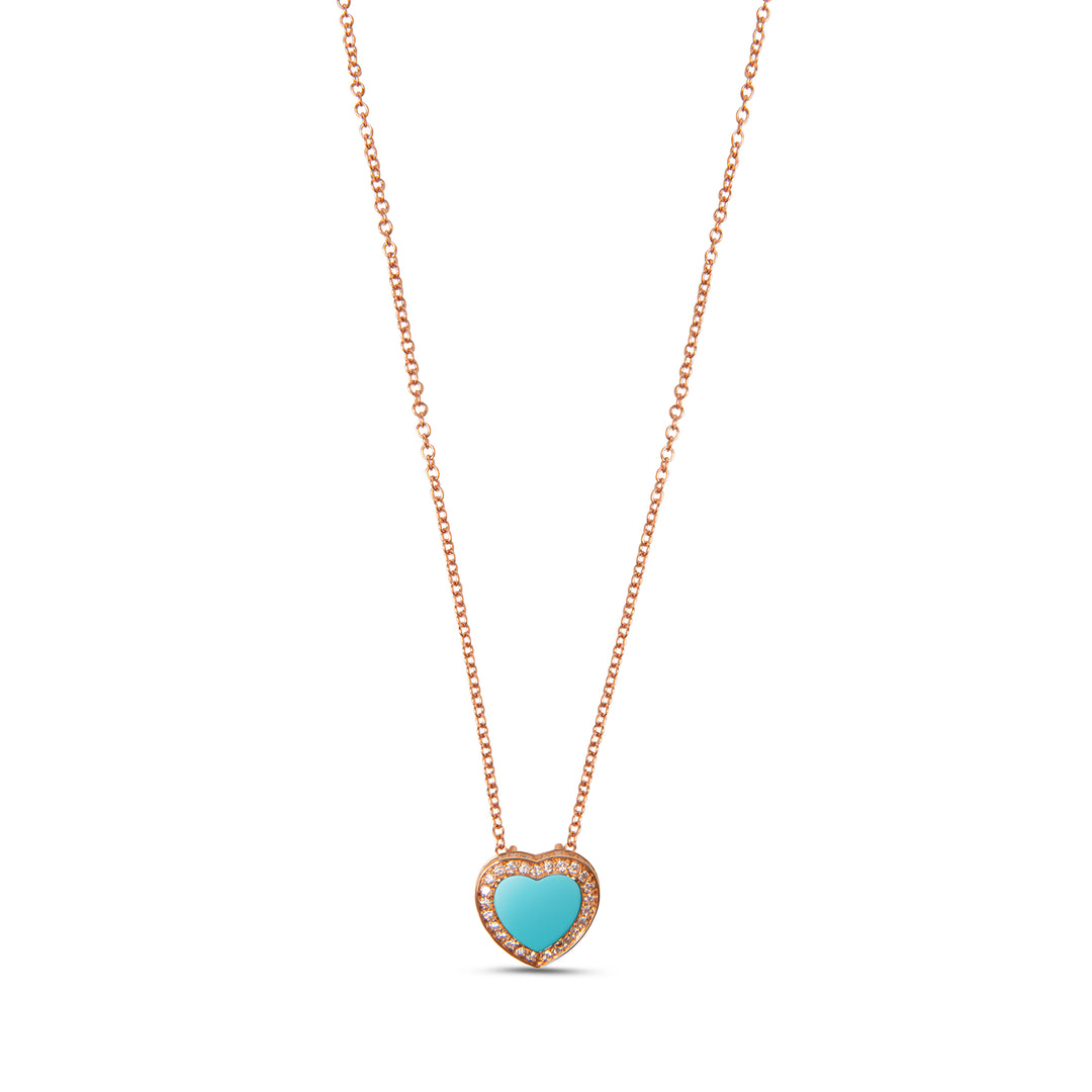 Amore Necklace Blue Agate Rosé Gold Small