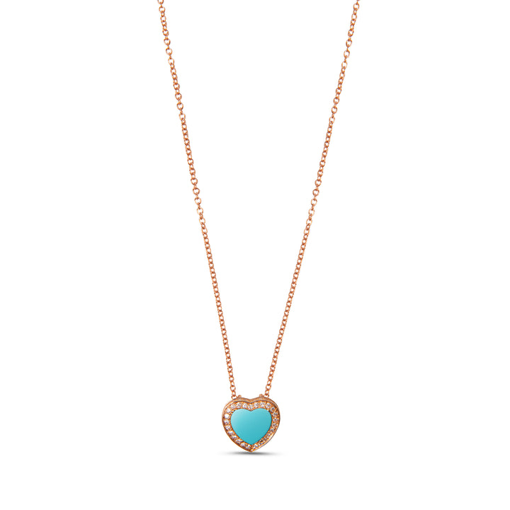 Amore Necklace Blue Agate Rosé Gold Small