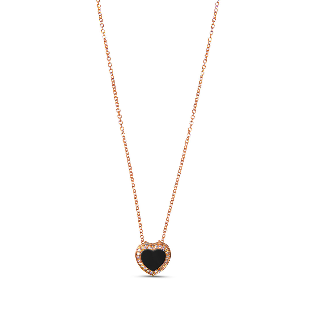 Amore Necklace Onyx Rosé Gold Small