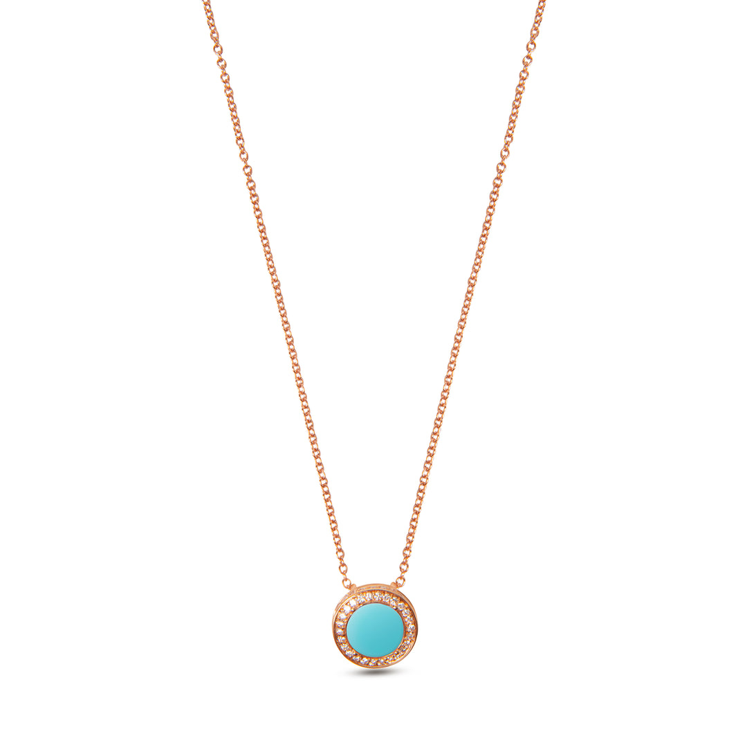 Eternity Necklace Blue Agate Rosé Gold Small