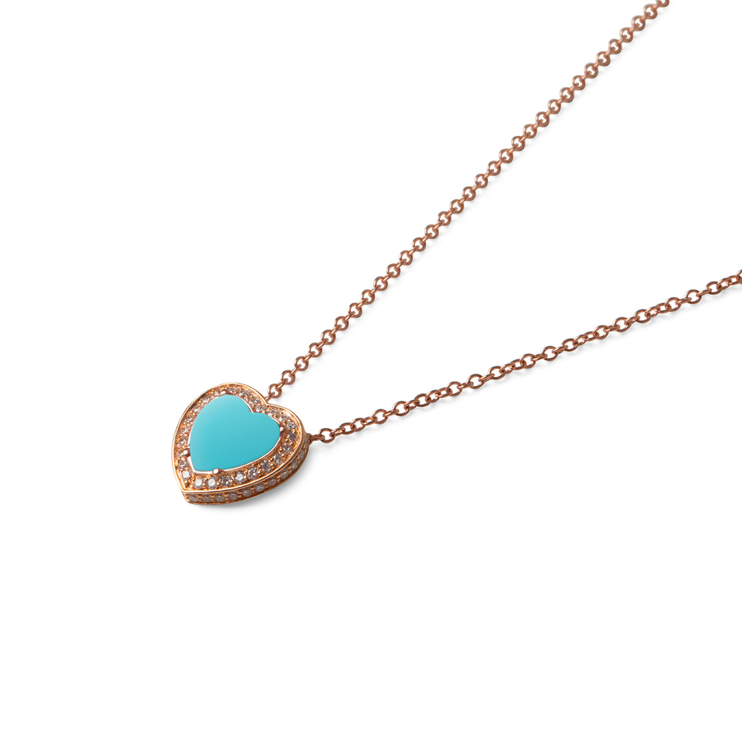 Amore Necklace Blue Agate Rosé Gold Small
