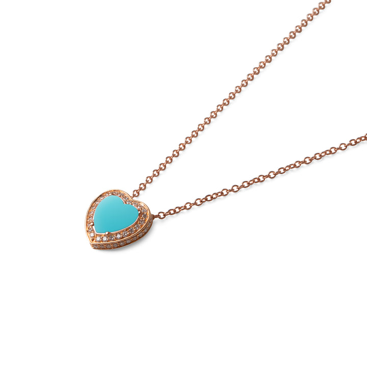 Amore Necklace Blue Agate Rosé Gold Small