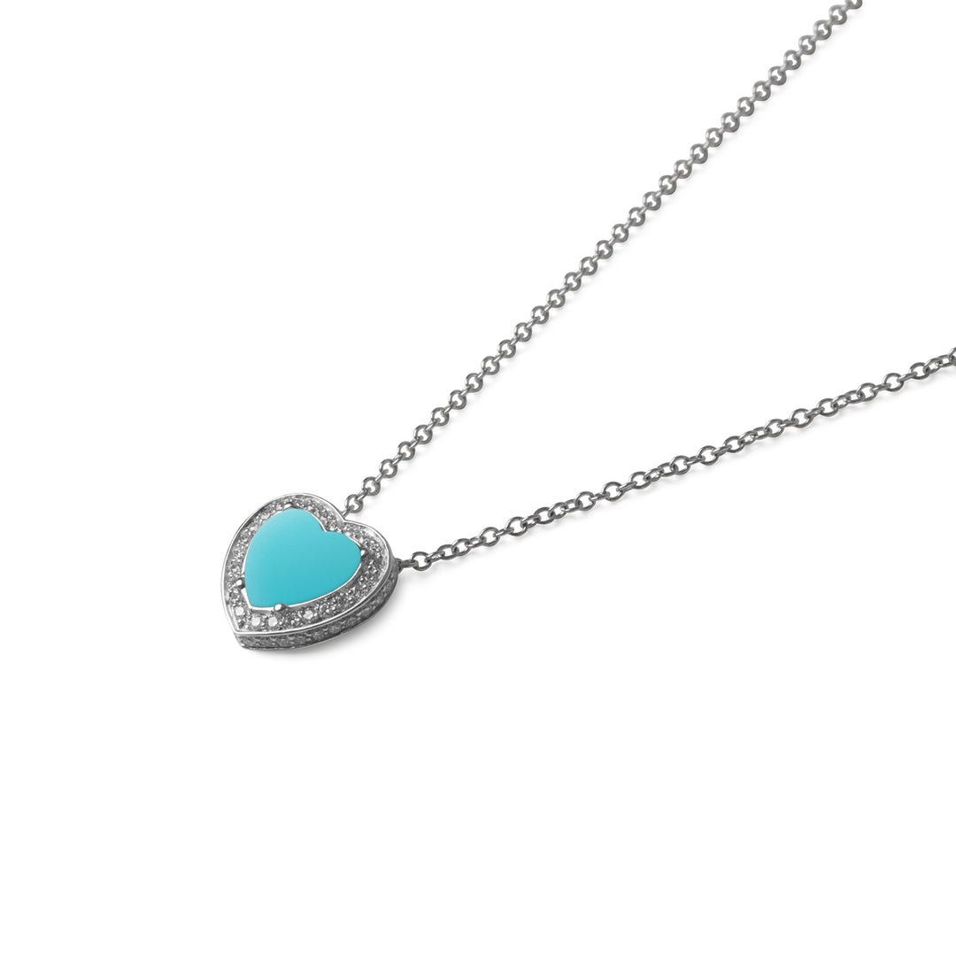 Amore Necklace Blue Agate White Gold Small