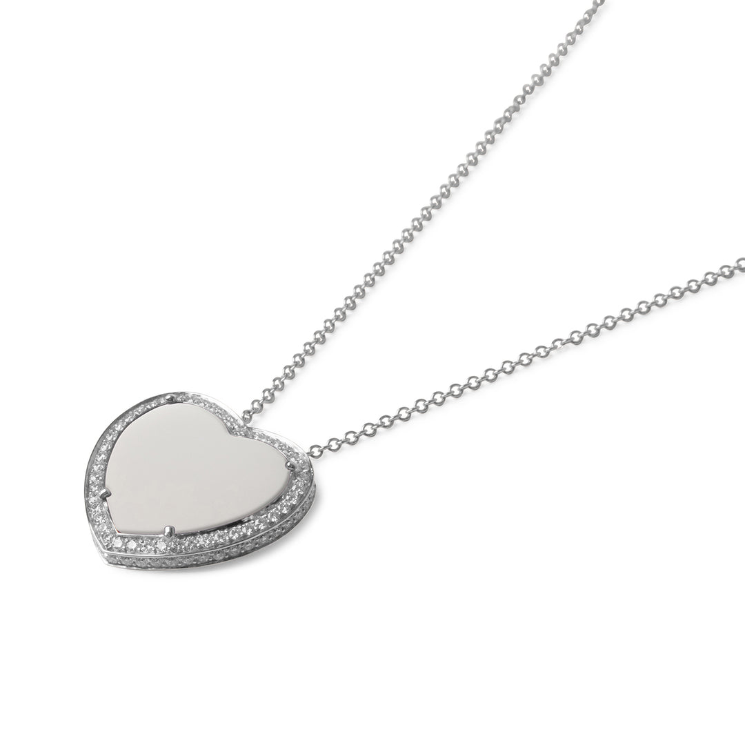 Amore Necklace White Agate White Gold  Large
