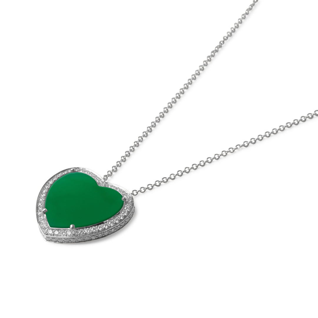 Amore Necklace Green Agate White Gold Large