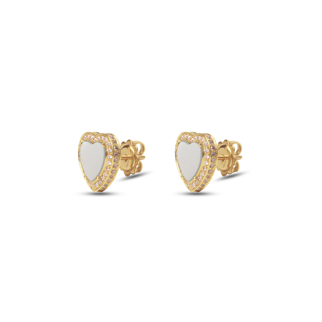 Amore Earrings White Agate Yellow Gold