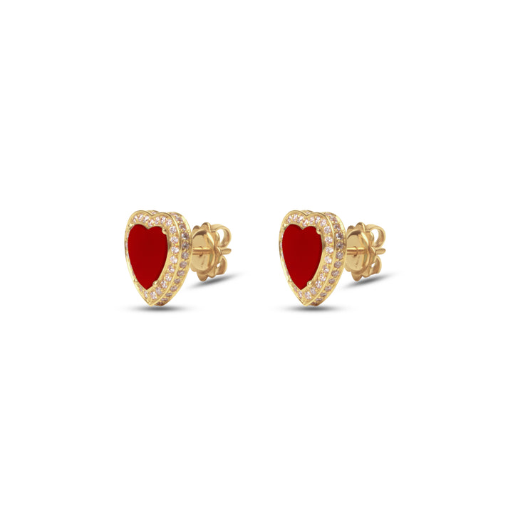 Amore Earrings Red Carnelian Yellow Gold