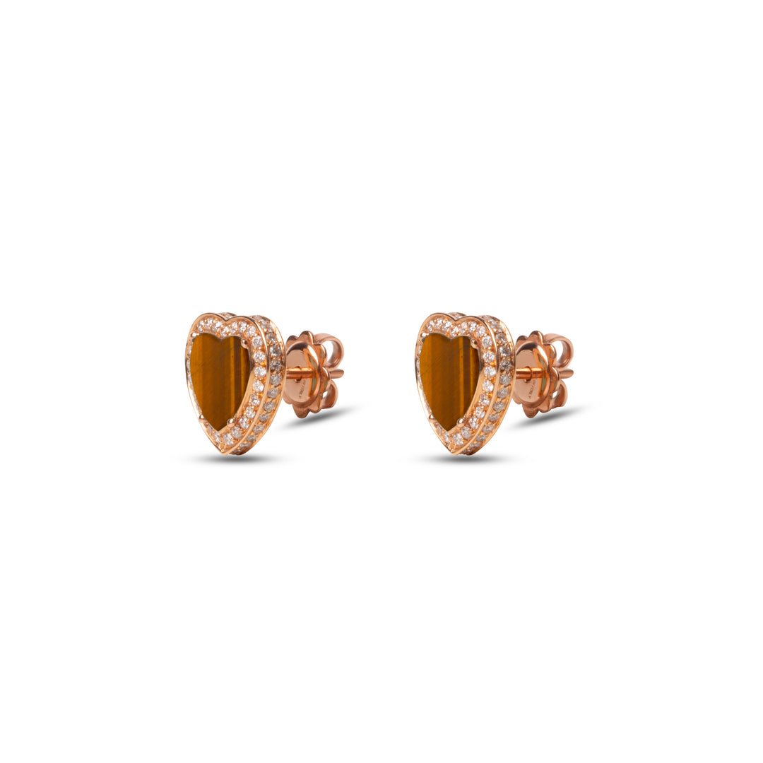 Amore Earrings Tiger Eye Rosé Gold