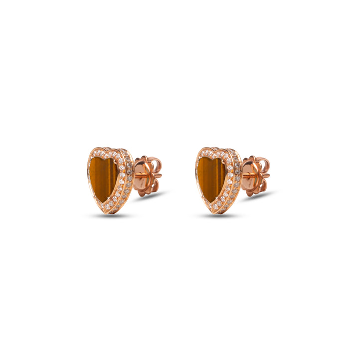 Amore Earrings Tiger Eye Rosé Gold