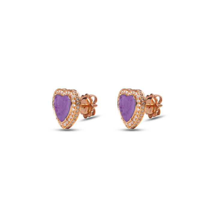 Amore Earrings Purple Agate Rosé Gold