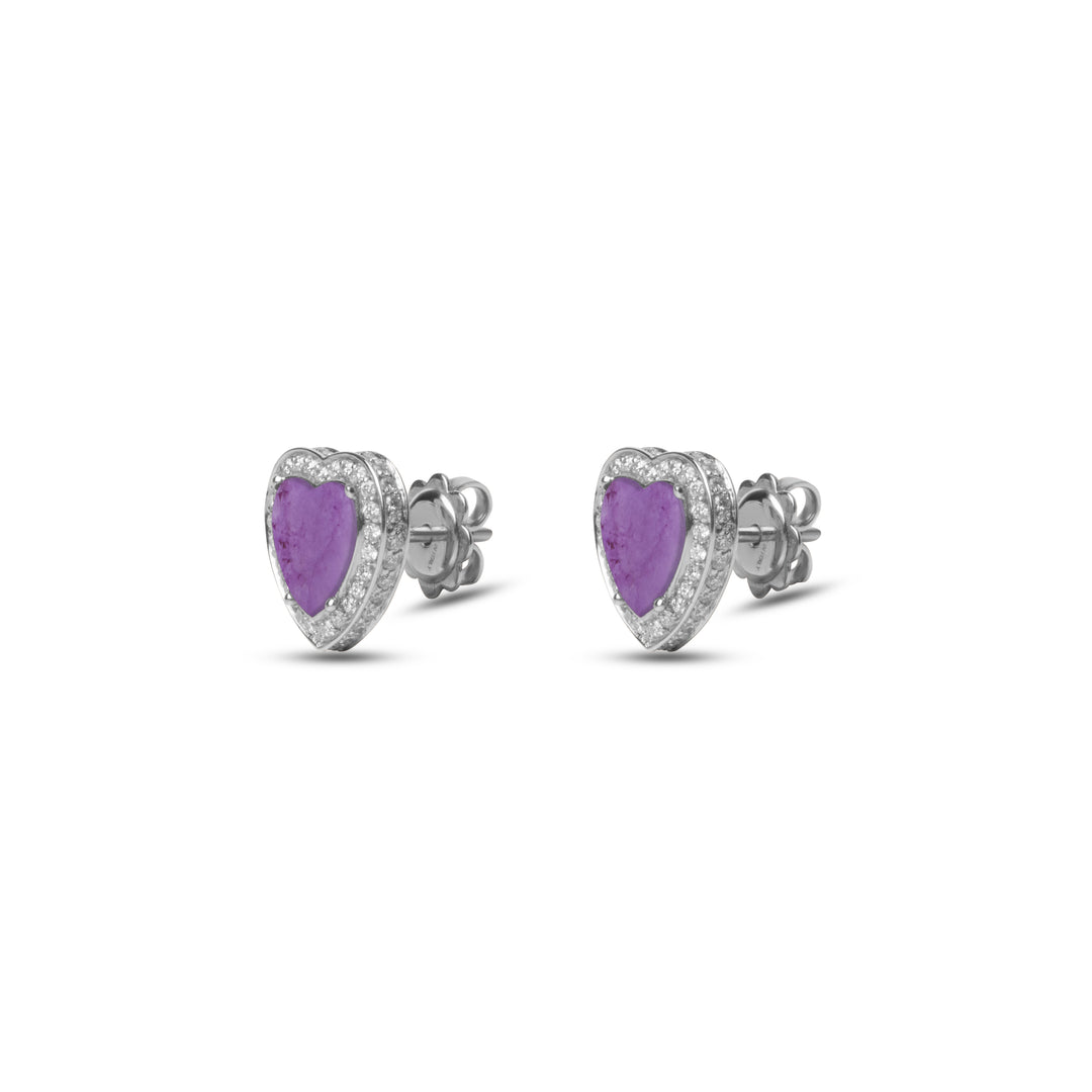 Amore Earrings Purple Agate White Gold