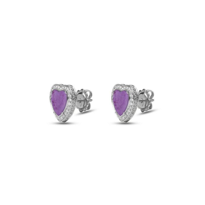 Amore Earrings Purple Agate White Gold