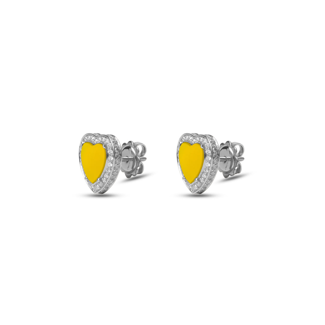 Amore Earrings Yellow Agate White Gold