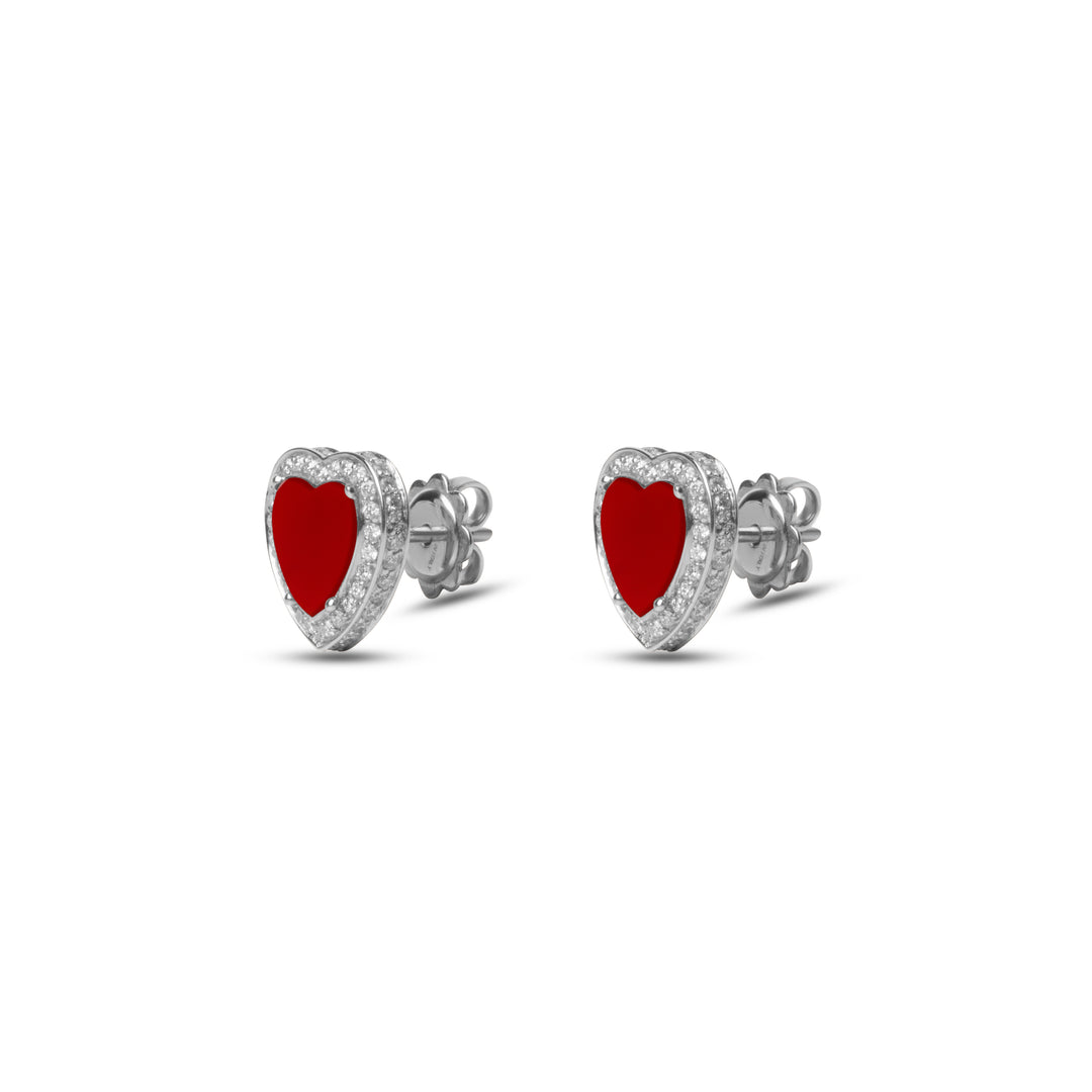 Amore Earrings Red Carnelian White Gold