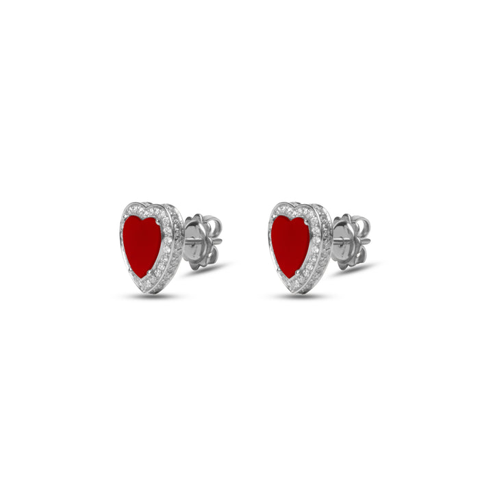 Amore Earrings Red Carnelian White Gold