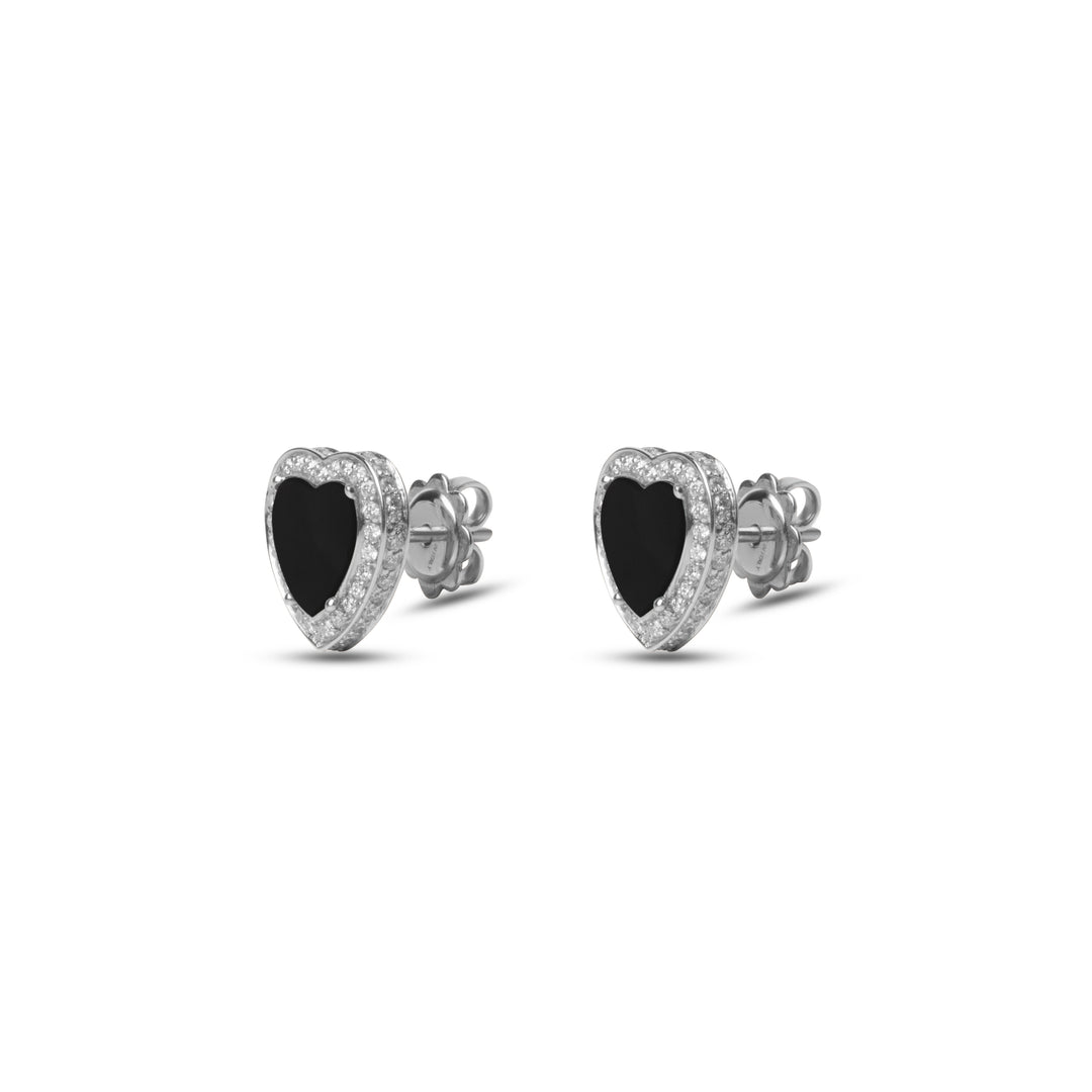 Amore Earrings Onyx White Gold