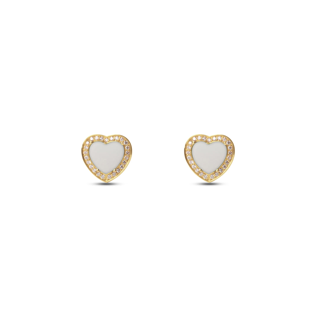 Amore Earrings White Agate Yellow Gold