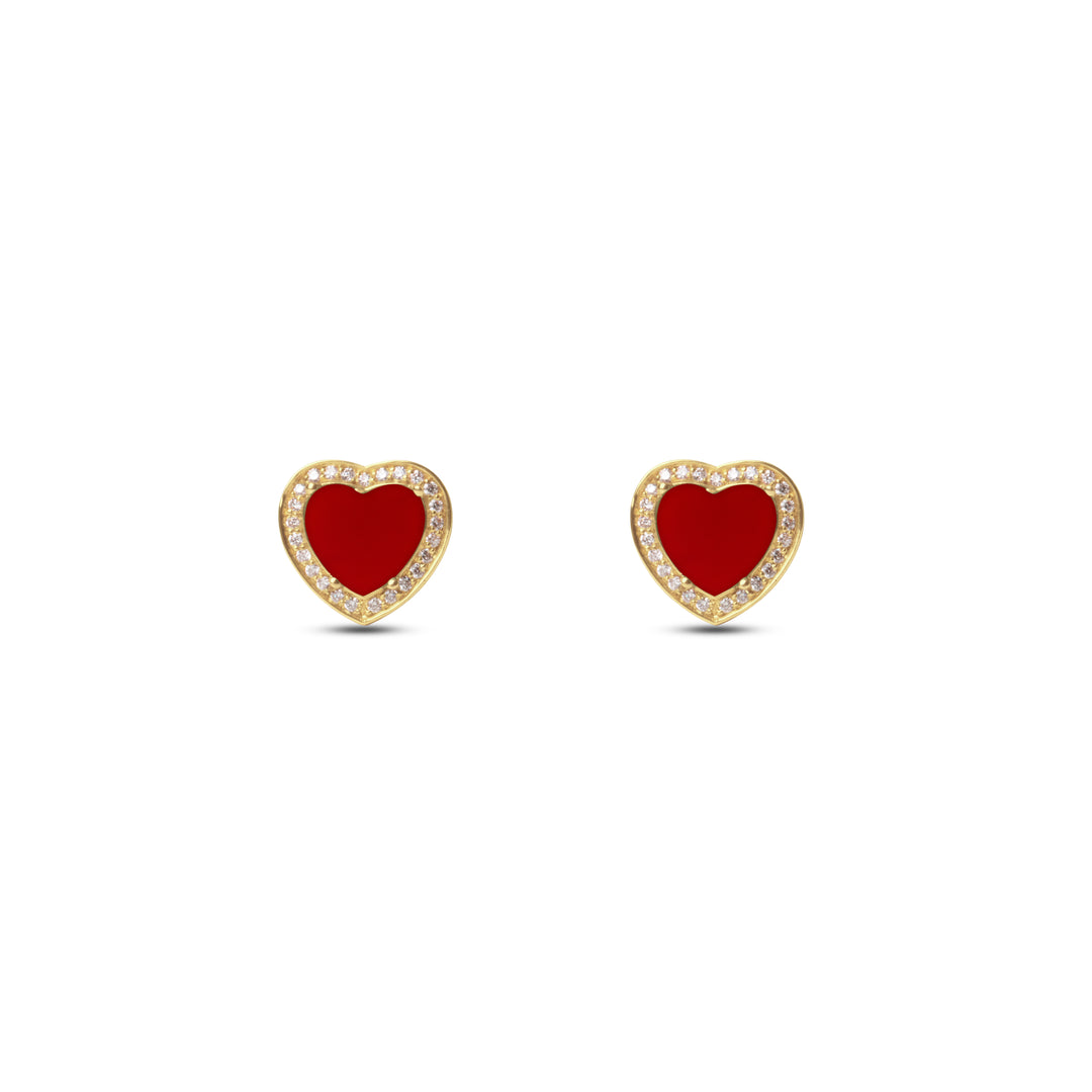 Amore Earrings Red Carnelian Yellow Gold