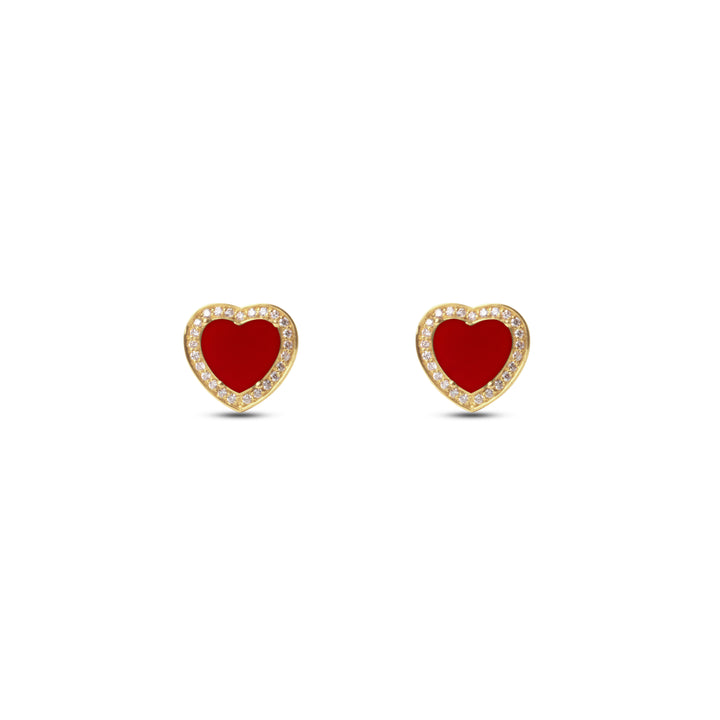 Amore Earrings Red Carnelian Yellow Gold