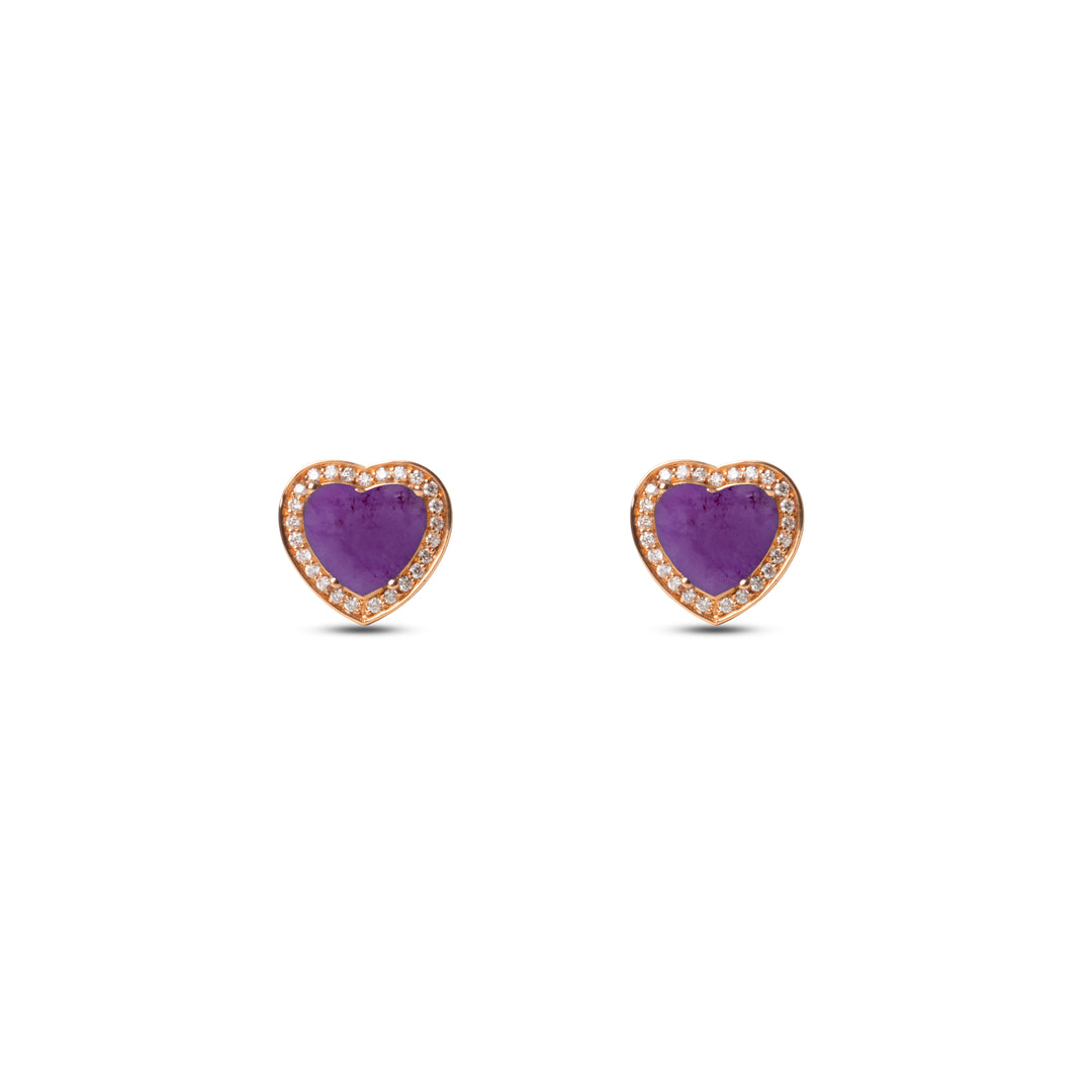 Amore Earrings Purple Agate Rosé Gold