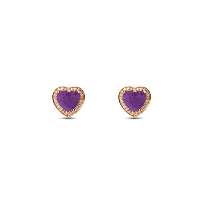 Amore Earrings Purple Agate Rosé Gold
