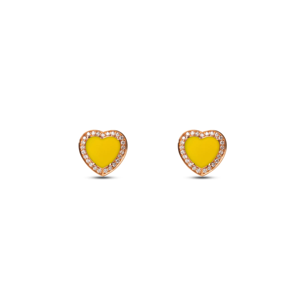 Amore Earrings Yellow Agate Rosé Gold