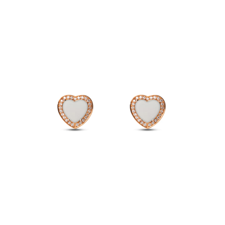 Amore Earrings White Agate Rosé Gold