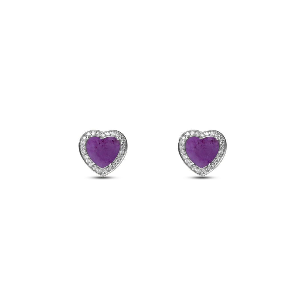 Amore Earrings Purple Agate White Gold