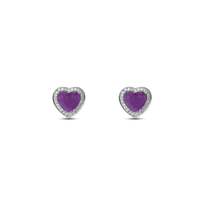 Amore Earrings Purple Agate White Gold