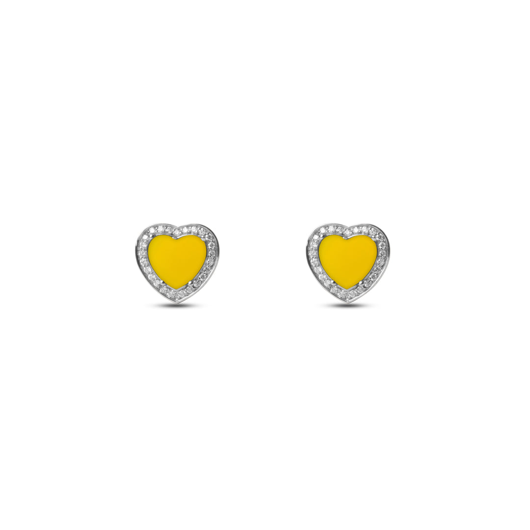 Amore Earrings Yellow Agate White Gold