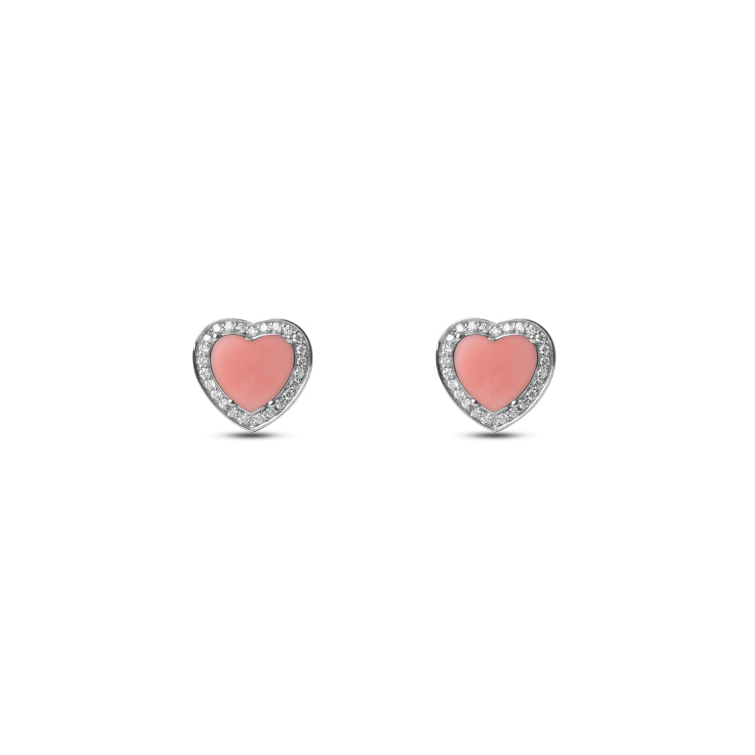 Amore Earrings Pink Opal White Gold