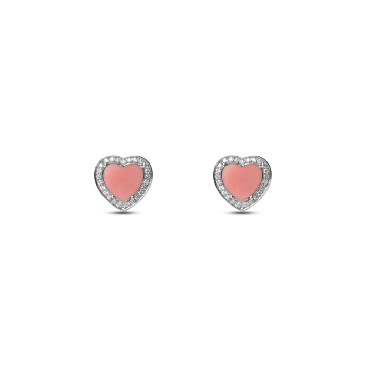 Amore Earrings Pink Opal White Gold