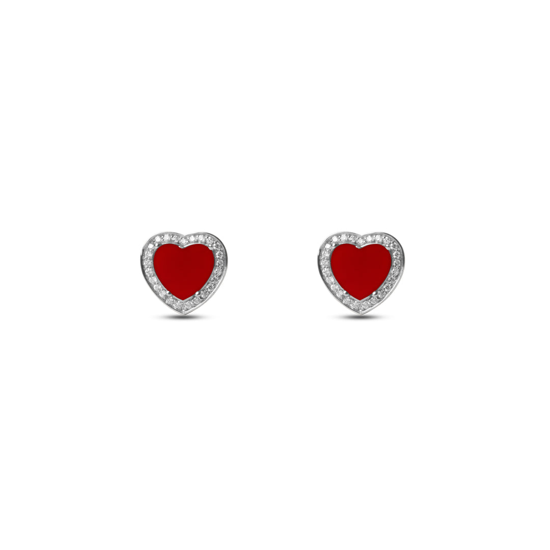 Amore Earrings Red Carnelian White Gold
