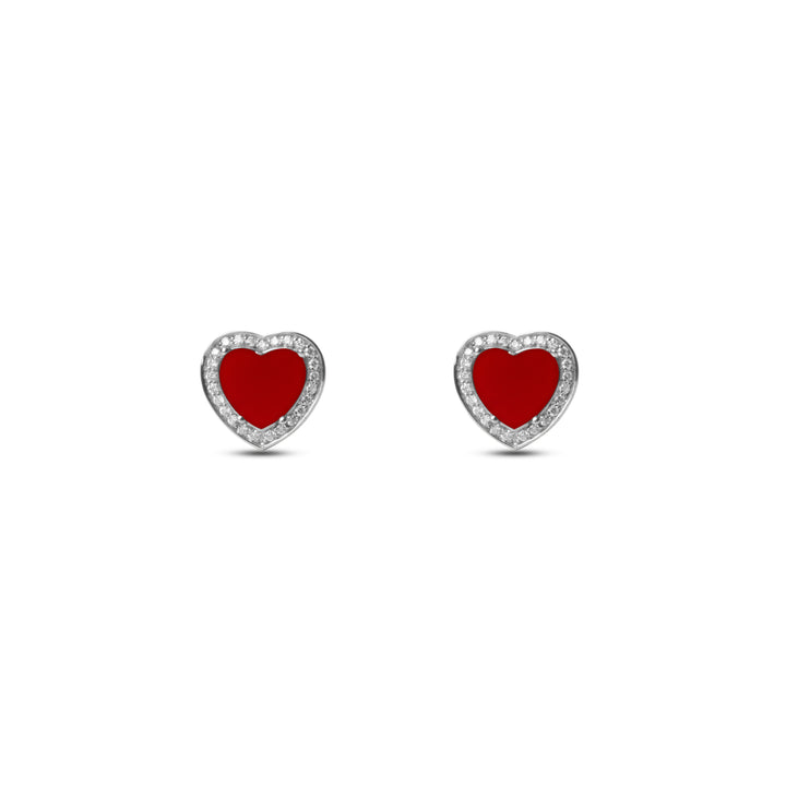 Amore Earrings Red Carnelian White Gold
