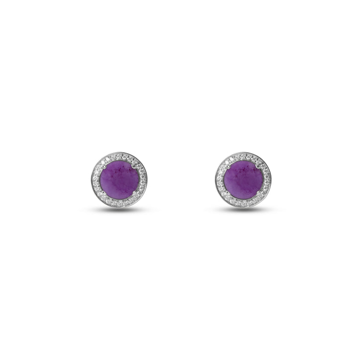 Eternity Earrings Purple Agate White Gold