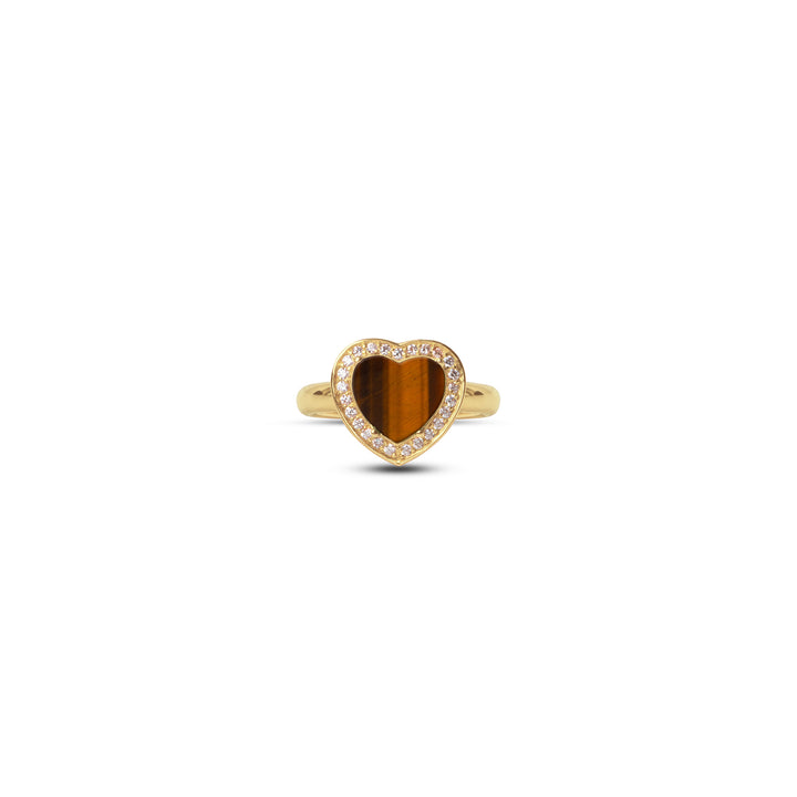 Amore Rings Tiger Eye Yellow Gold Small