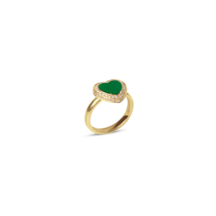 Amore Rings Green Agate Yellow Gold Small