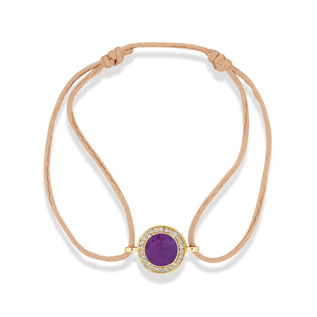 Eternity Bracelet Cord Purple Agate Yellow Gold