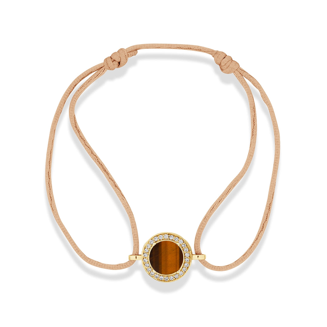 Eternity Bracelet Cord Tiger Eye Yellow Gold