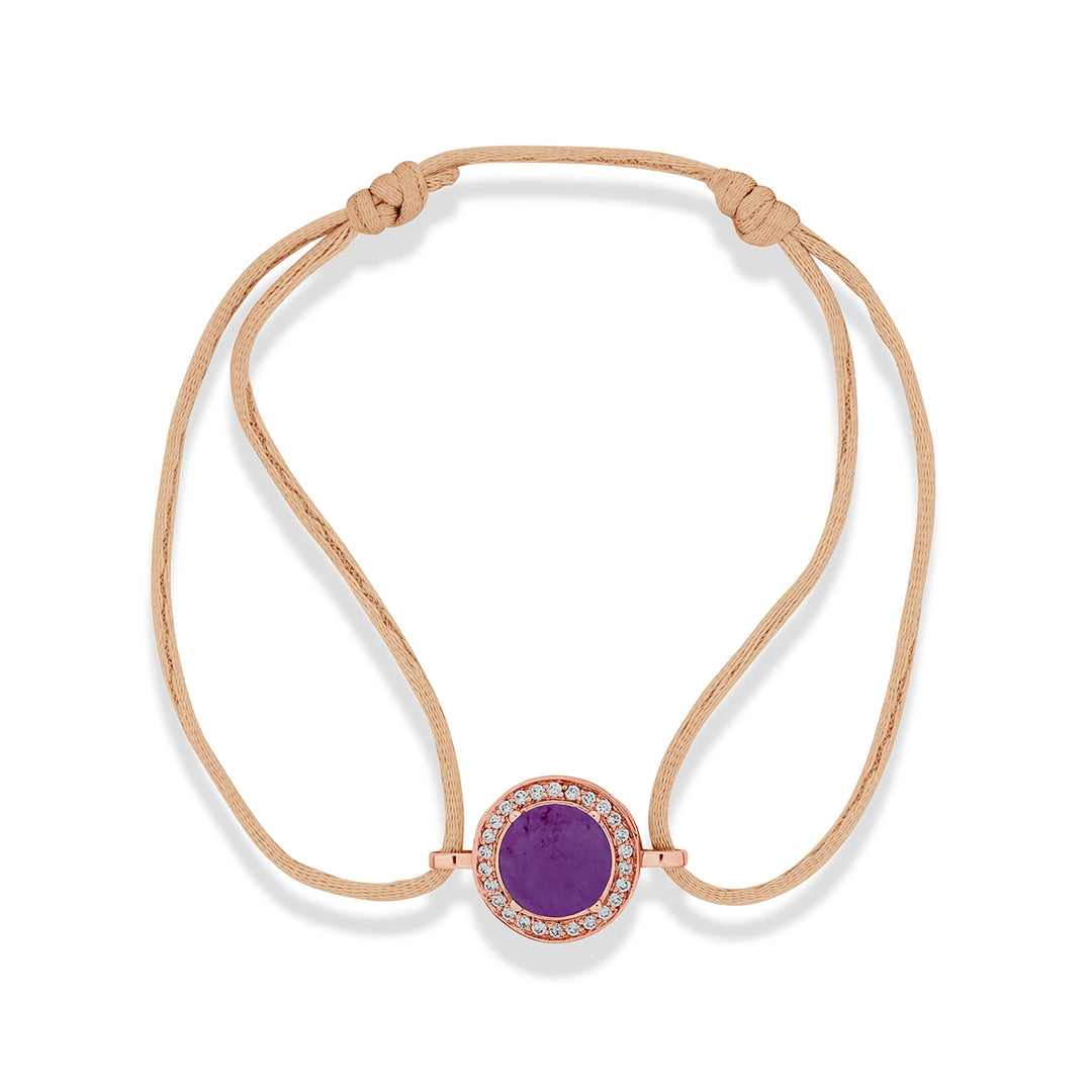Eternity Bracelet Cord Purple Agate Rosé Gold