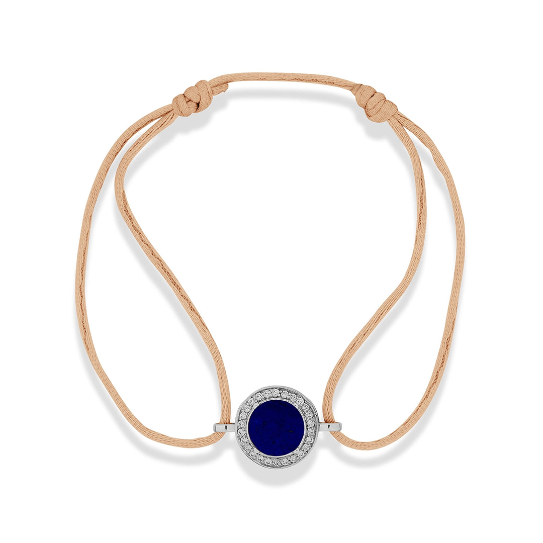 Eternity Bracelet Cord Lapis Lazuli White Gold