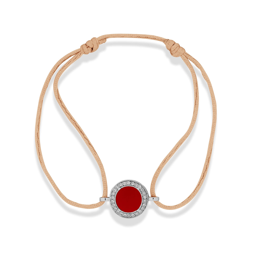 Eternity Bracelet Cord Red Carnelian White Gold