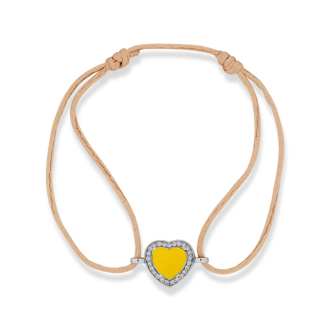 Amore Bracelet Cord Yellow Agate White Gold