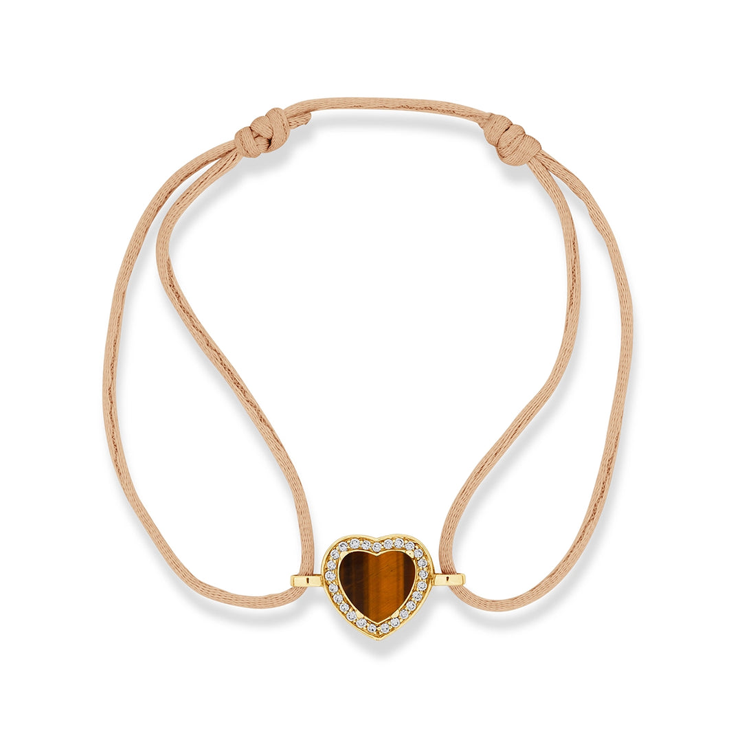 Amore Bracelet Cord Tiger Eye Yellow Gold