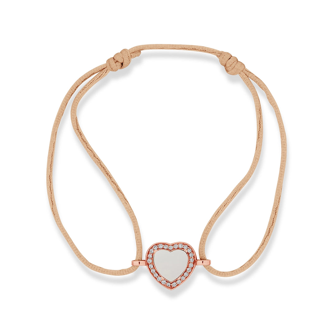 Amore Bracelet Cord White Agate Rosé Gold