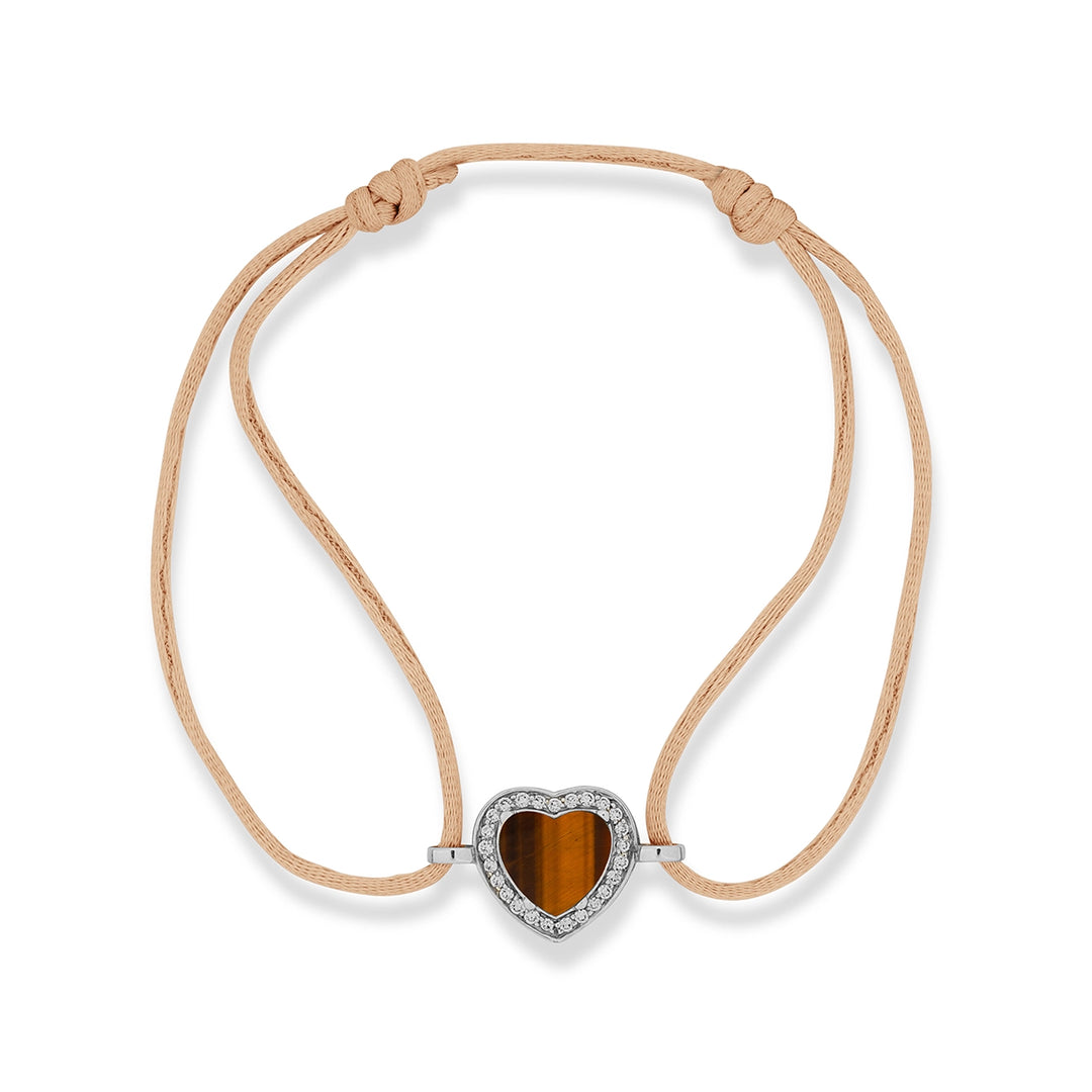 Amore Bracelet Cord Tiger Eye White Gold